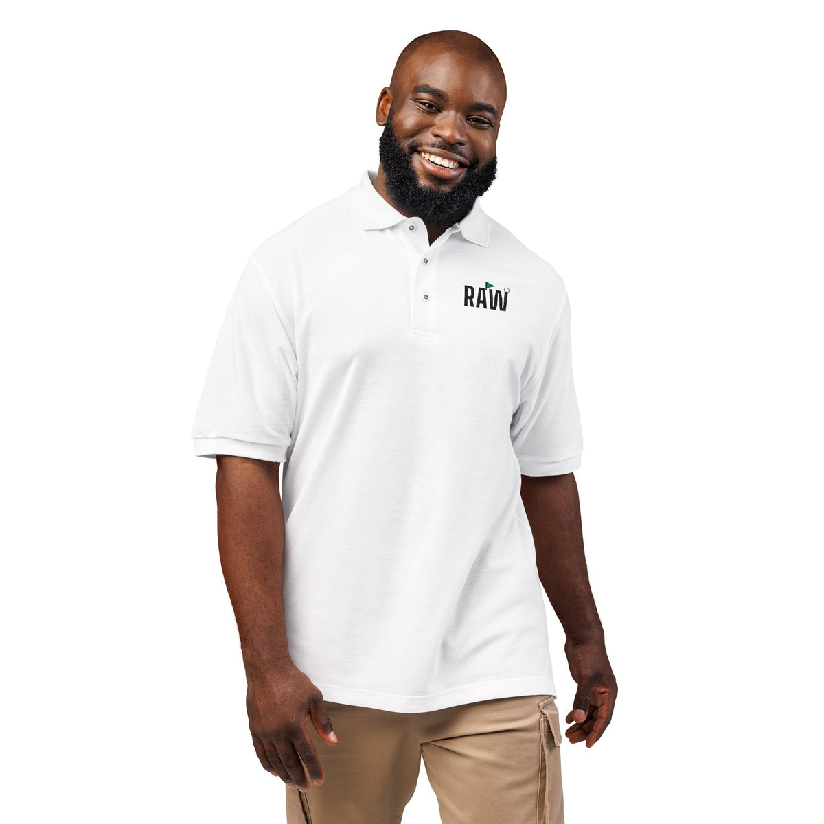 RAW Embroidered Wordmark — Performance Polo