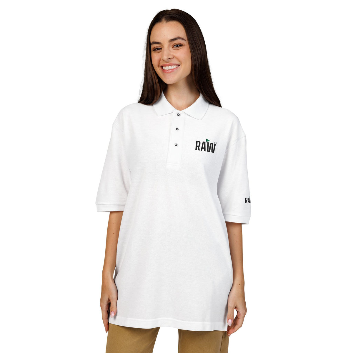 RAW Embroidered Wordmark — Performance Polo