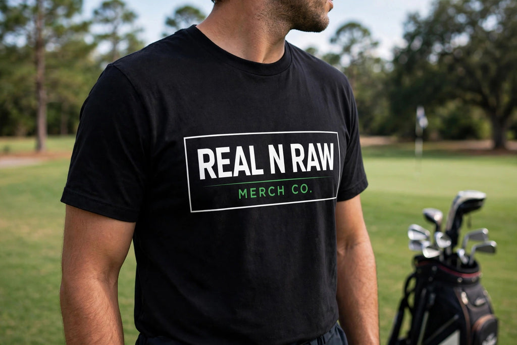 Real N Raw Daily Tee on model
