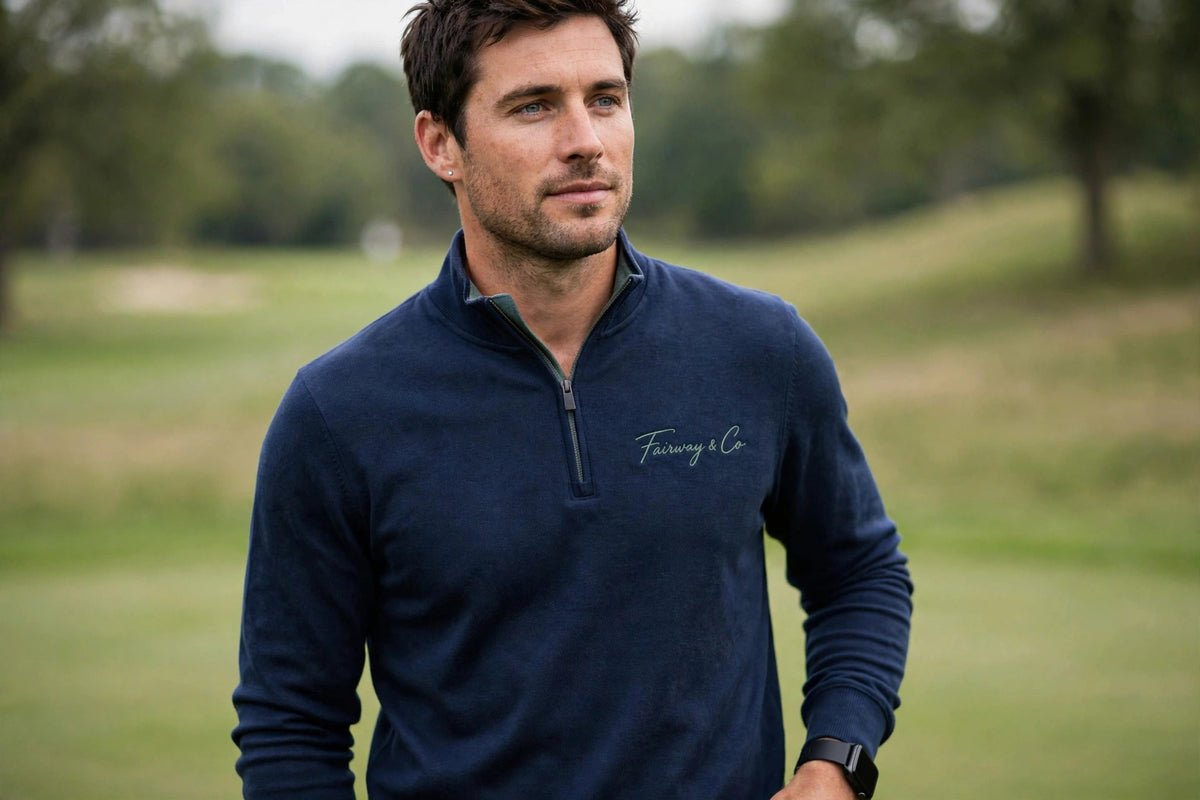 Embroidered Script Logo Quarter-Zip Pullover | Golf Pullover